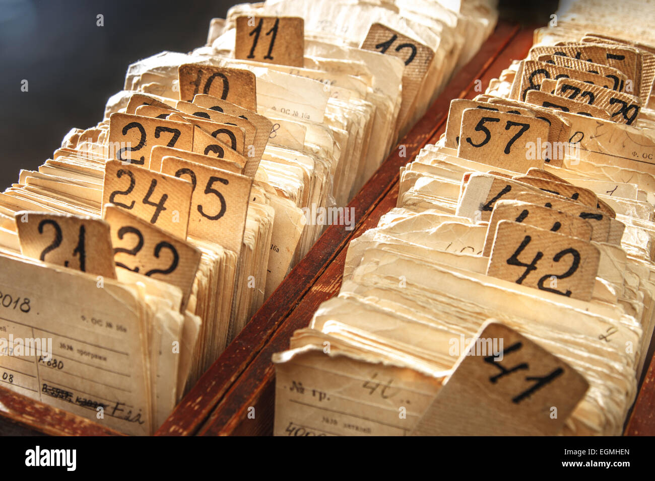 Archive file folders in drawer closeup toning Stock Photo - Alamy