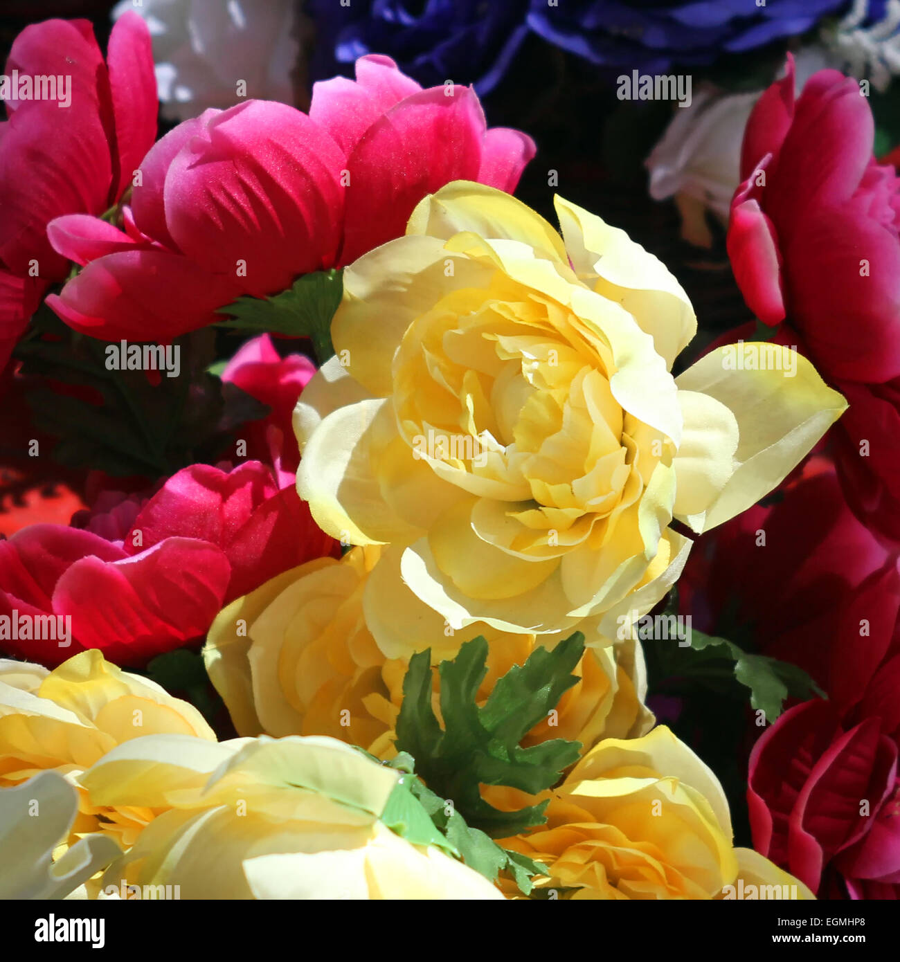 Colorful of decoration artificial flower Stock Photo