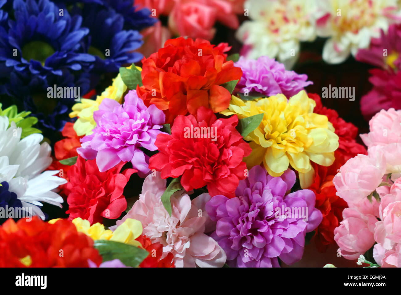 Colorful of decoration artificial flower Stock Photo