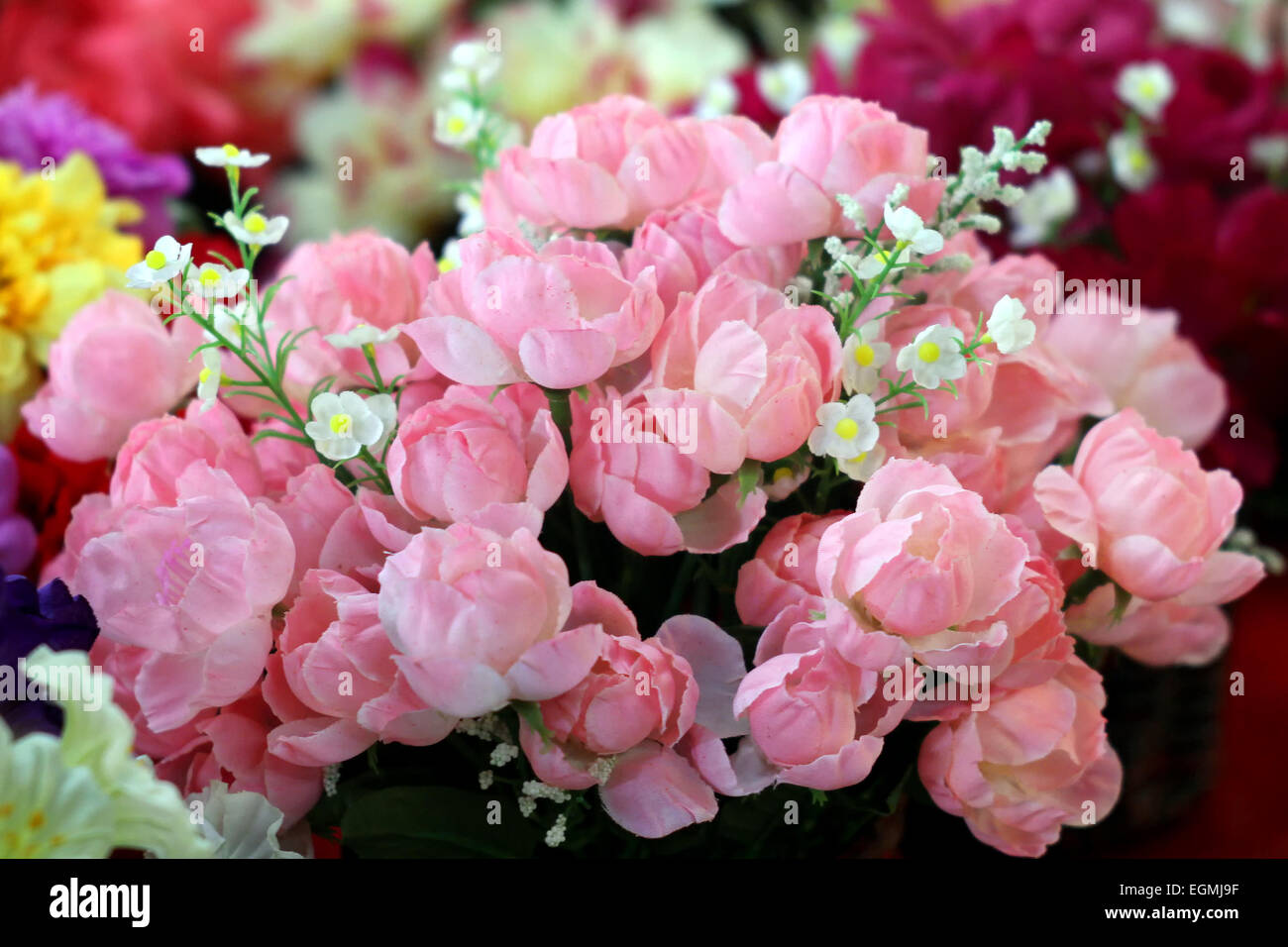 Colorful of decoration artificial flower Stock Photo