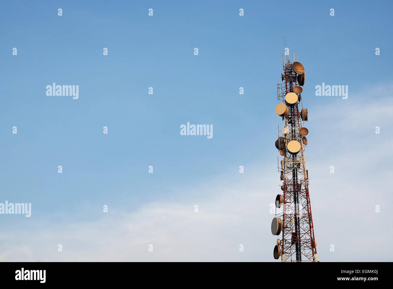 Telecommunication tower  with beautiful sky background Stock Photo
