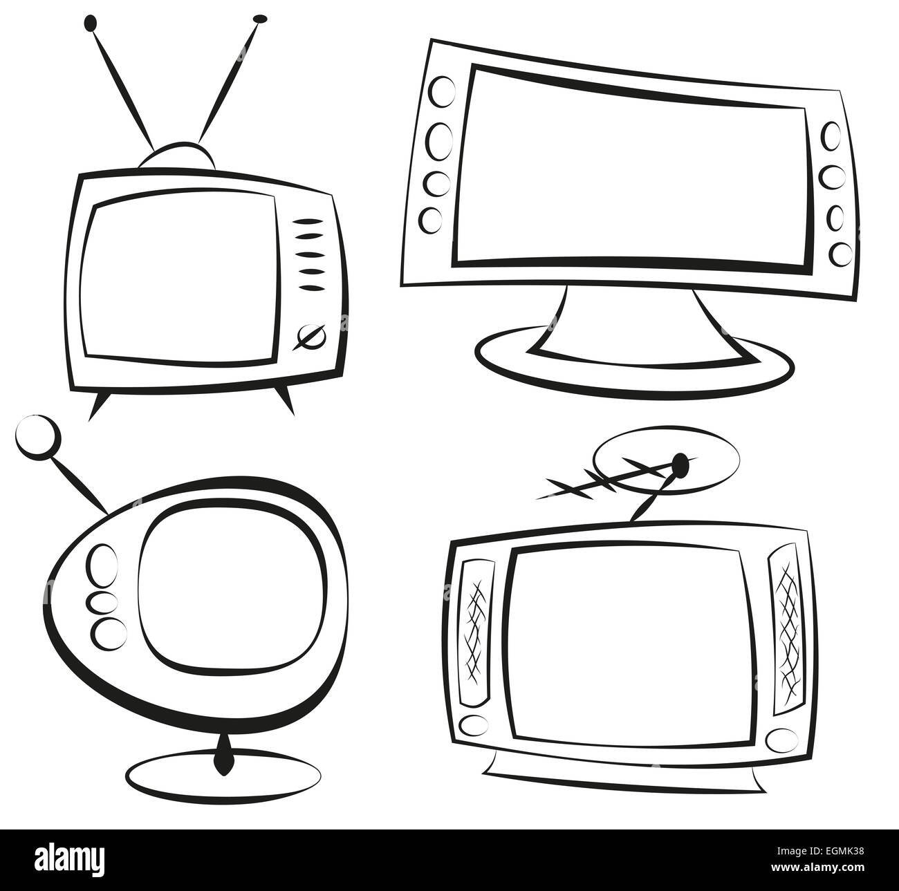 retro cartoon television. Doodle style. Illustration clip art Stock Photo -  Alamy