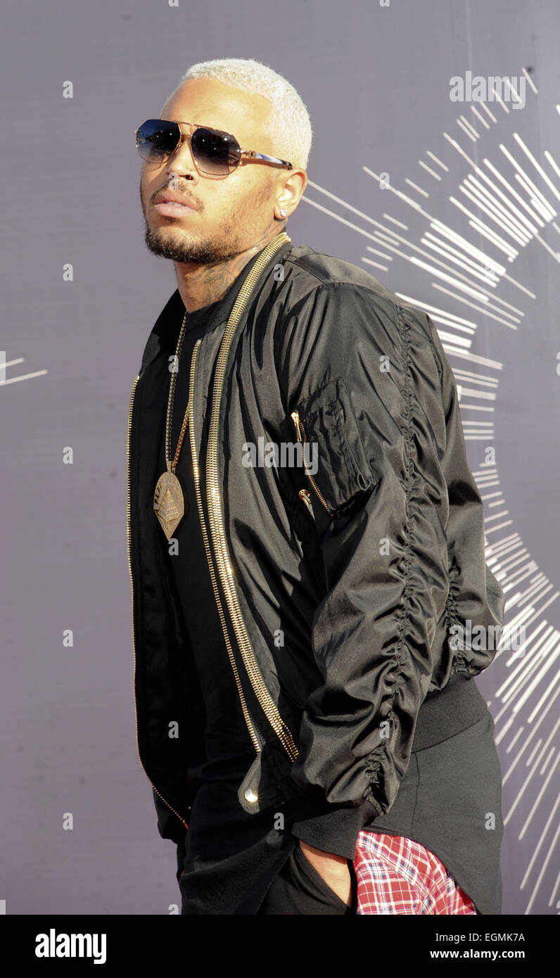 The 2014 MTV Video Music Awards arrivals Featuring: Chris Brown Where: Los Angeles, California, United States When: 25 Aug 2014 Stock Photo