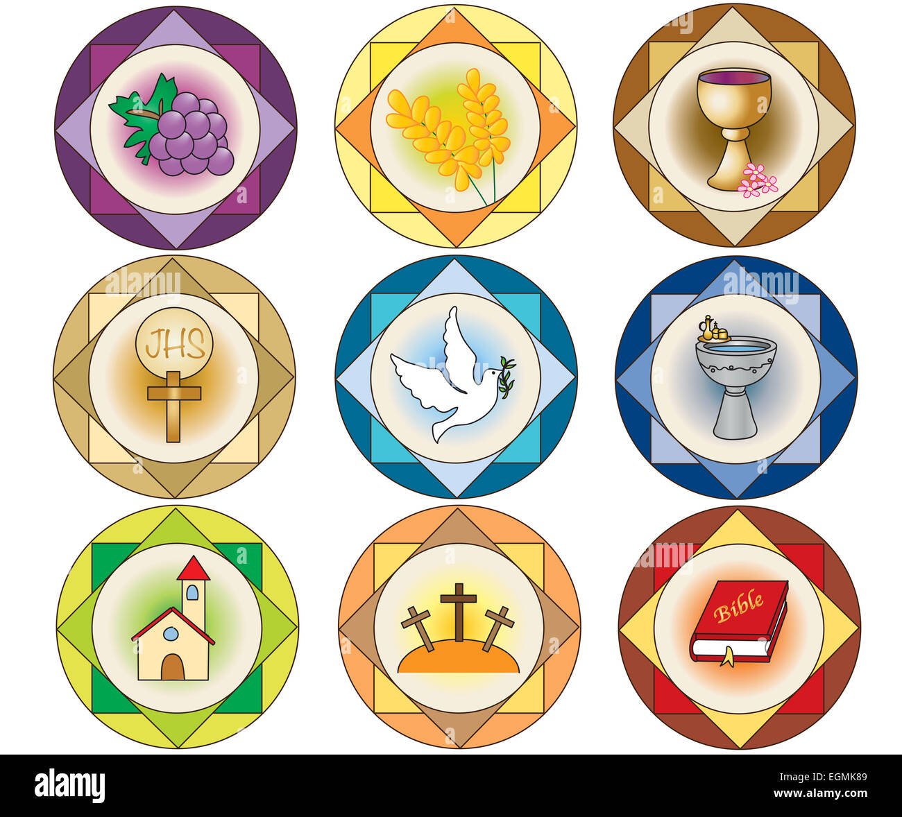 Illustration of religion icons isolated Stock Photo Alamy