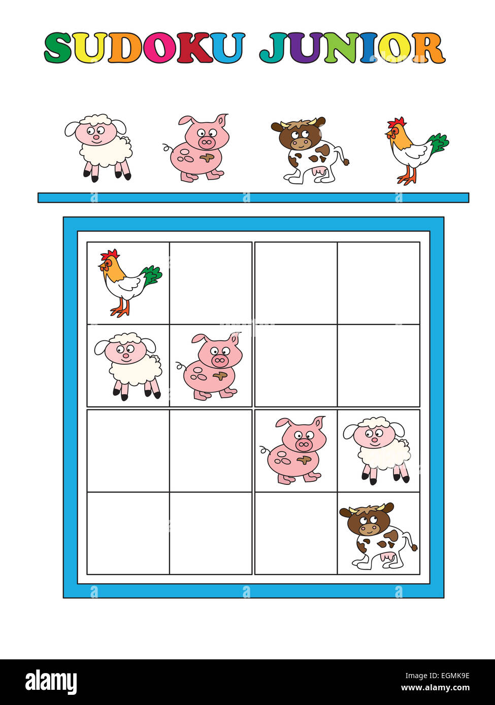 Game for children: sudoku junior. Stock Photo