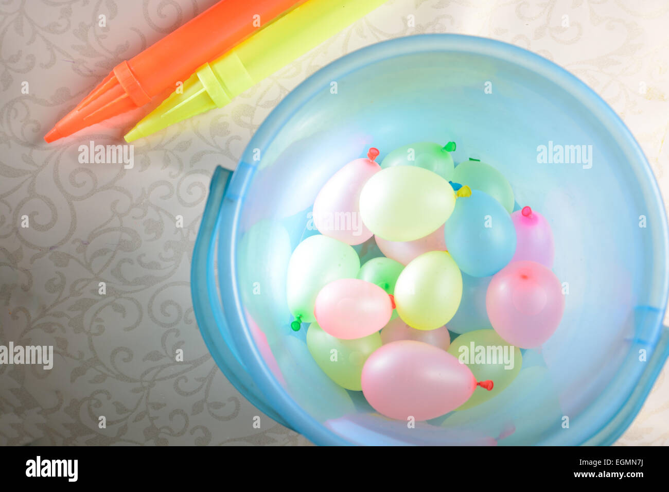 Colorful balloons & Water guns Stock Photo Alamy