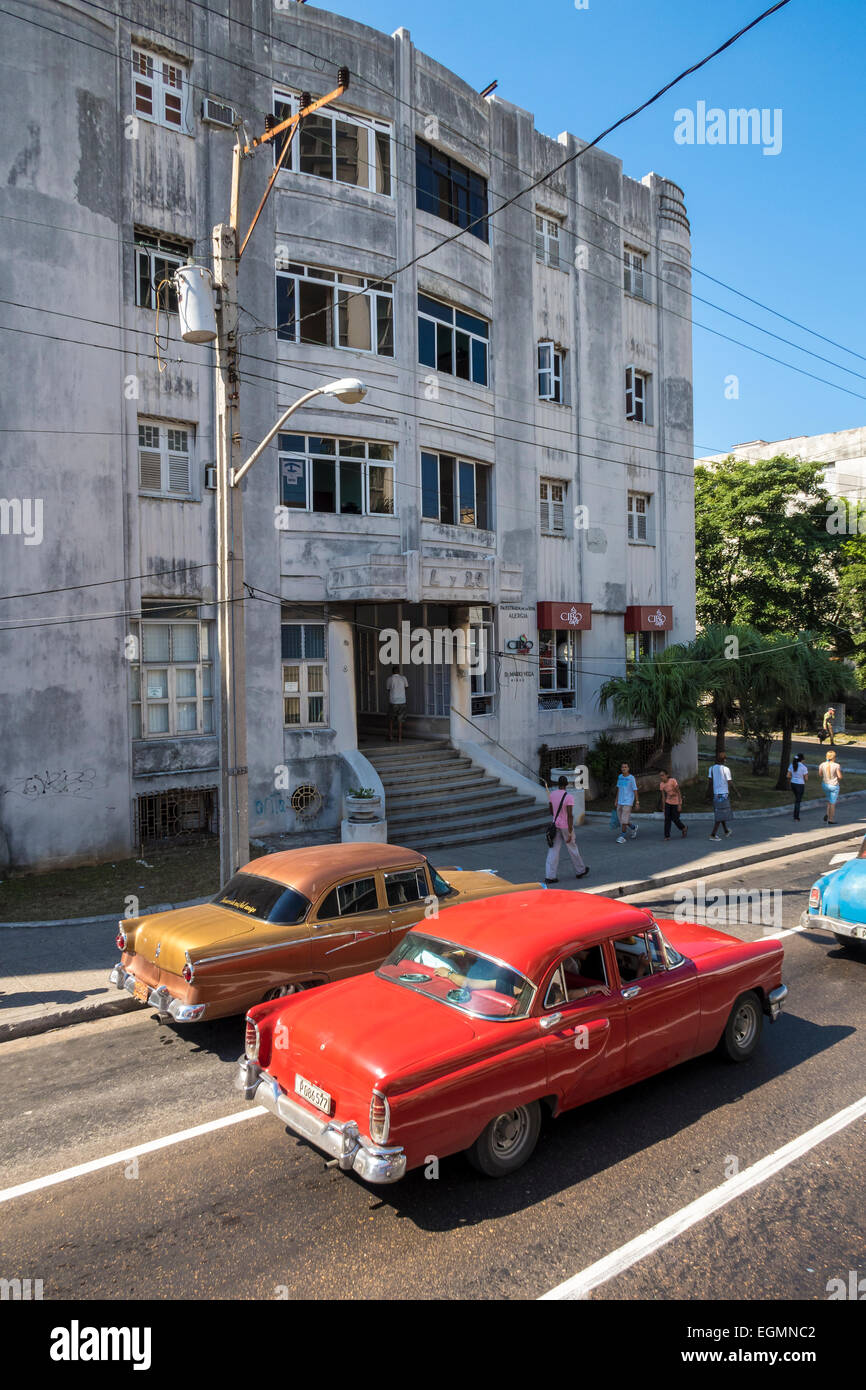 Classic 1950's America cars, often used as taxis on the streets in Havana, Cuba. Stock Photo