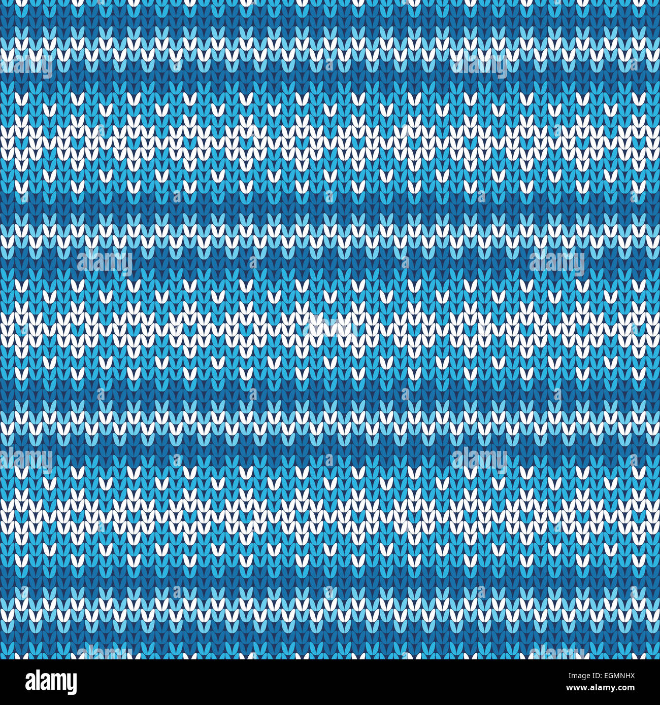 Winter Contrast Geometric Ornament Seamless Pattern in Blue and White for Merry Christmas or Happy New Year Knitted Fabric Stock Photo