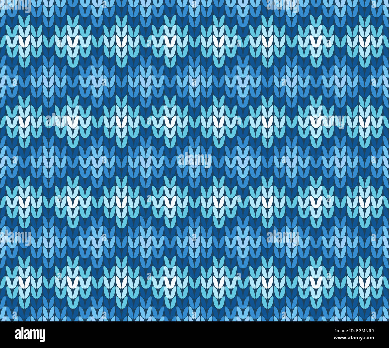 Blue and White Gradient Knitted Seamless Pattern from Abstract Geometric Rhombus Winter Ornament on Dark Background Stock Photo
