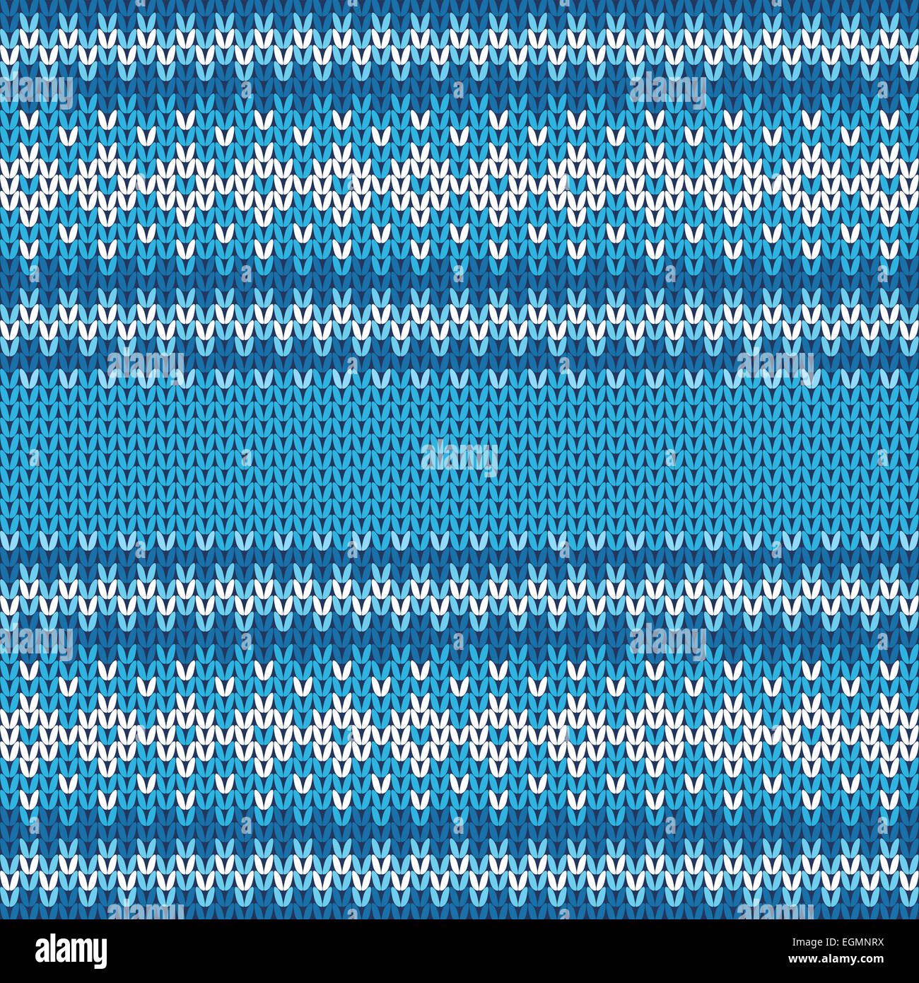 Blue and White Knitted Seamless Pattern from Abstract Geometric Winter Ornament Stock Photo