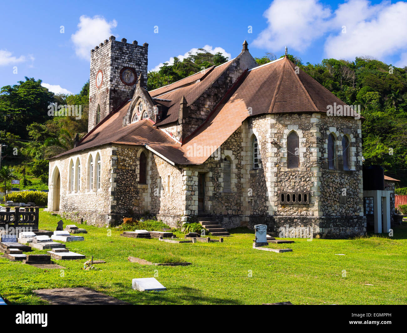 The old St. Mary Parish Church with cemetery, Port Maria, Saint Mary