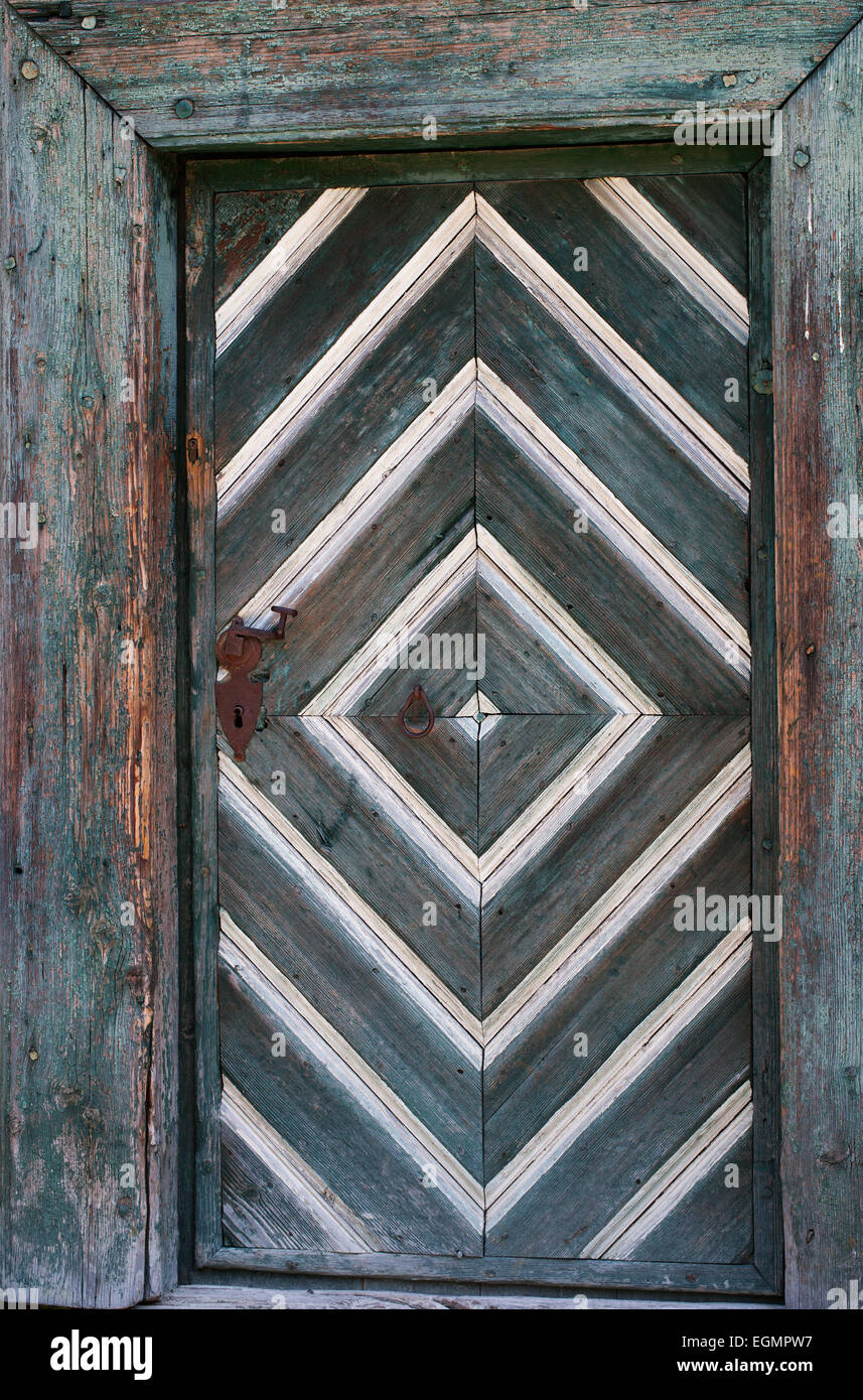 Old wooden door, farmhouse, open-air museum Großgmain, Großgmain, Salzburg State, Austria Stock Photo