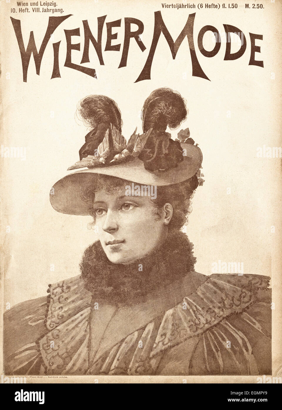 Cover of Wiener Mode, Victorian German women's fashion magazine circa 1895 Stock Photo