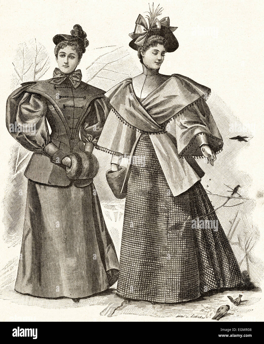 Victorian woman fashion illustration circa 1895 Stock Photo