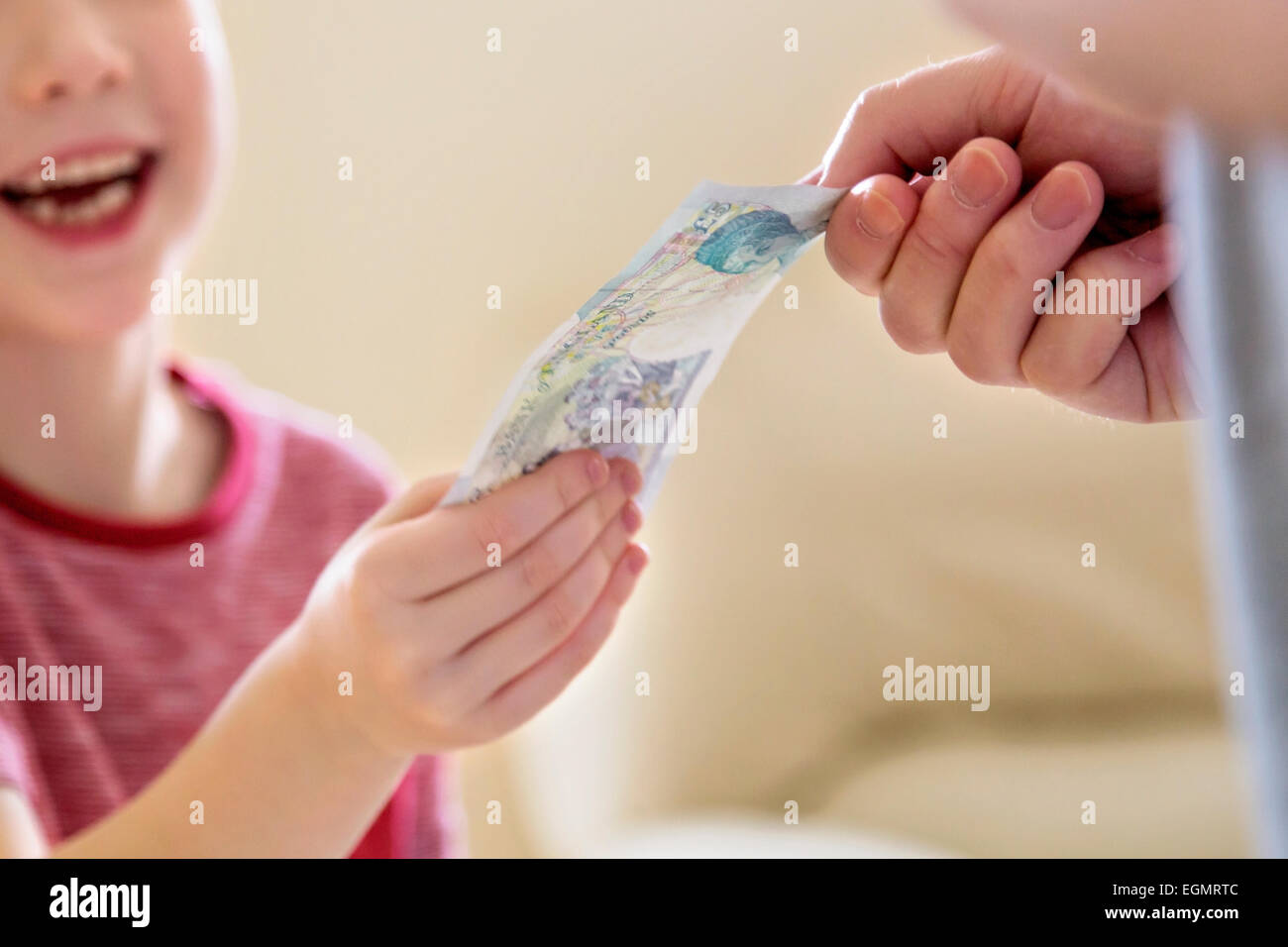 Mom Gives Pocket Money To Her Son Stock Image - Image of accept