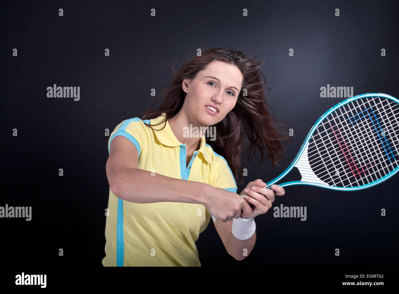 female tennis player with a racket Stock Photo