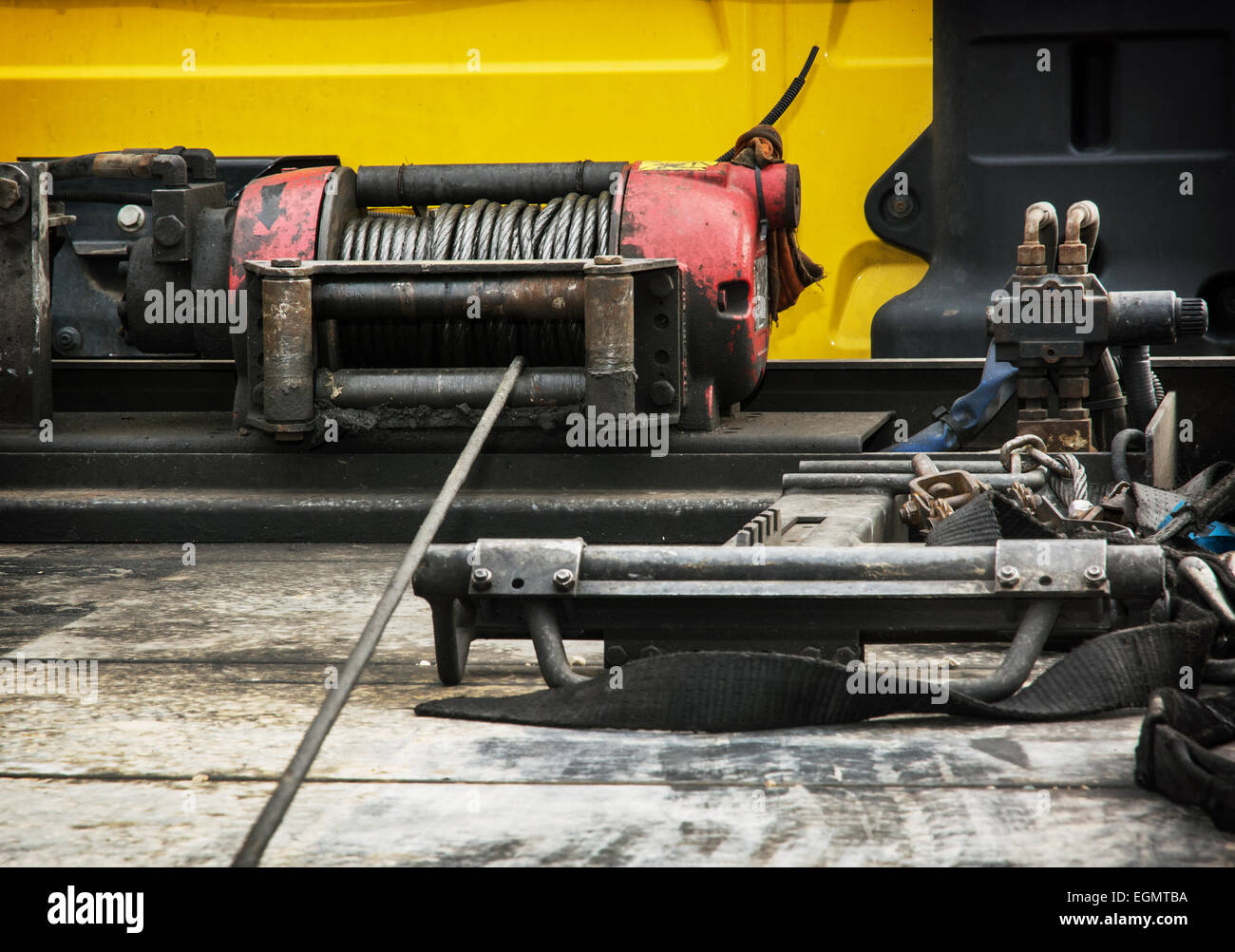 Detail photo of the car winch Stock Photo Alamy