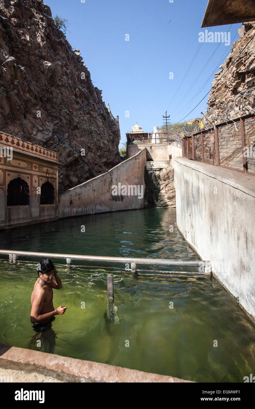 Monkey Temple (Galwar Bagh) (Jaipur, India) Stock Photo