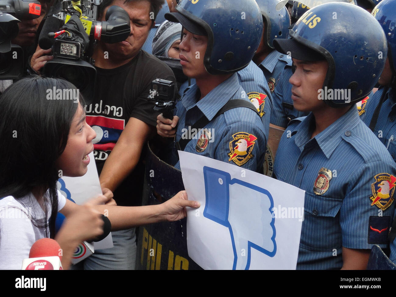 Manila, Philippines. 27th February, 2015. A Filipino protester shouts