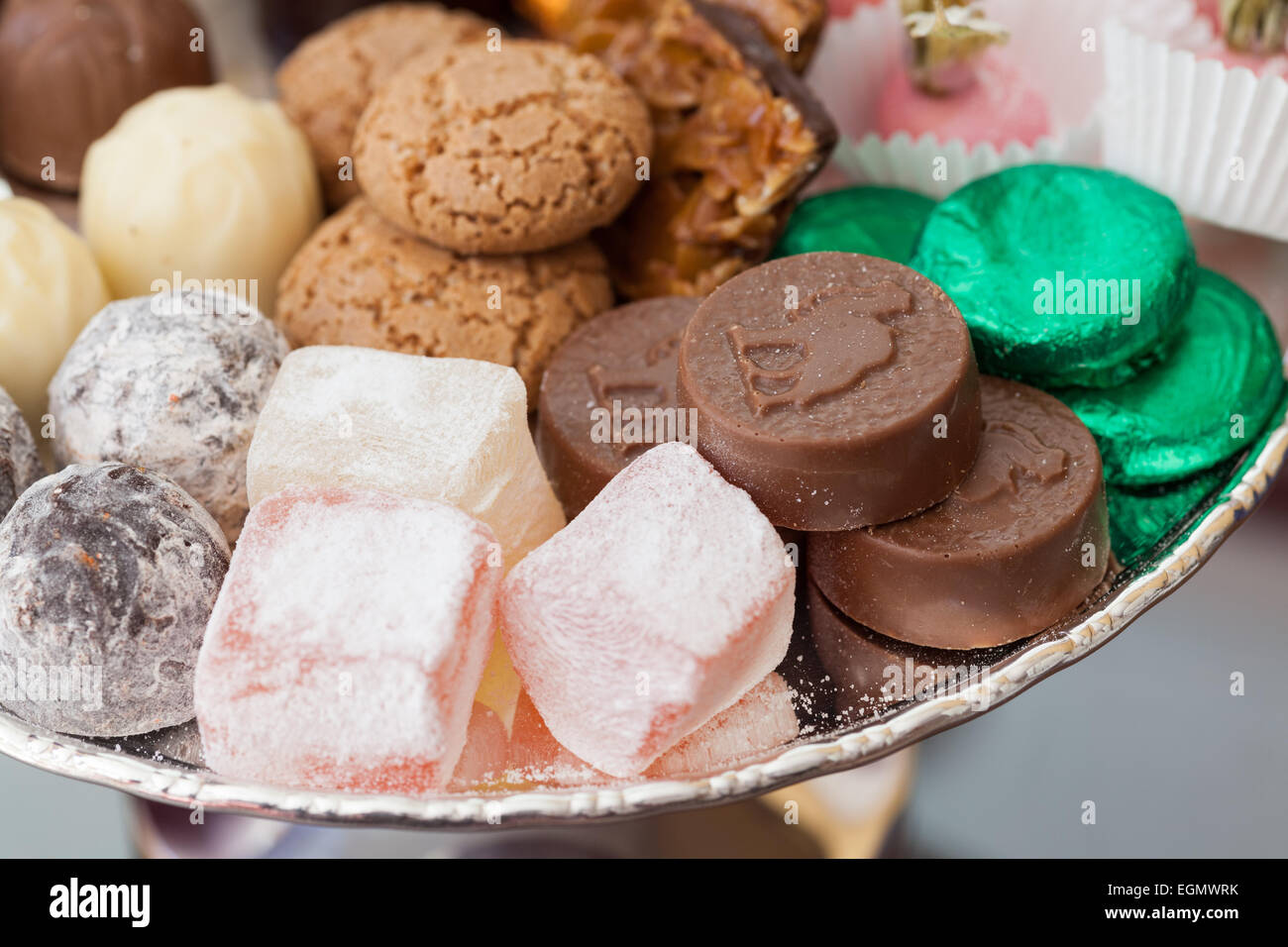 Plate of biscuits and confectionary Stock Photo Alamy