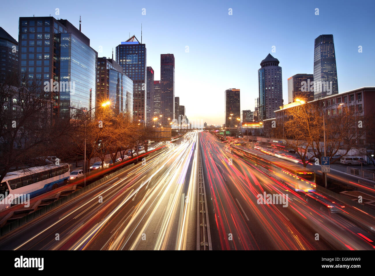 Beijing skyline at the central business district. Stock Photo