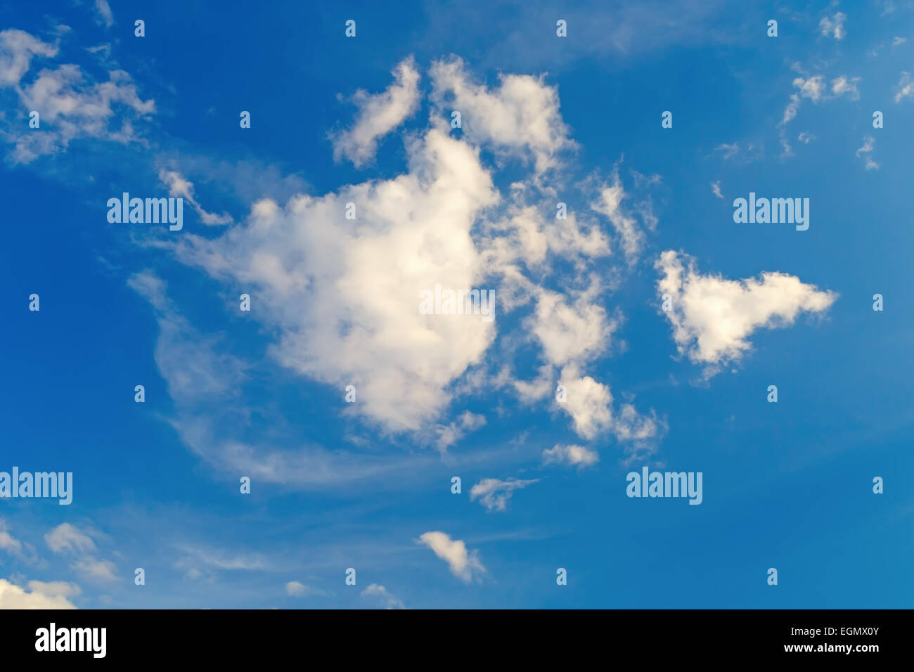 Blue sky background with white cumulus clouds on a sunny day Stock ...