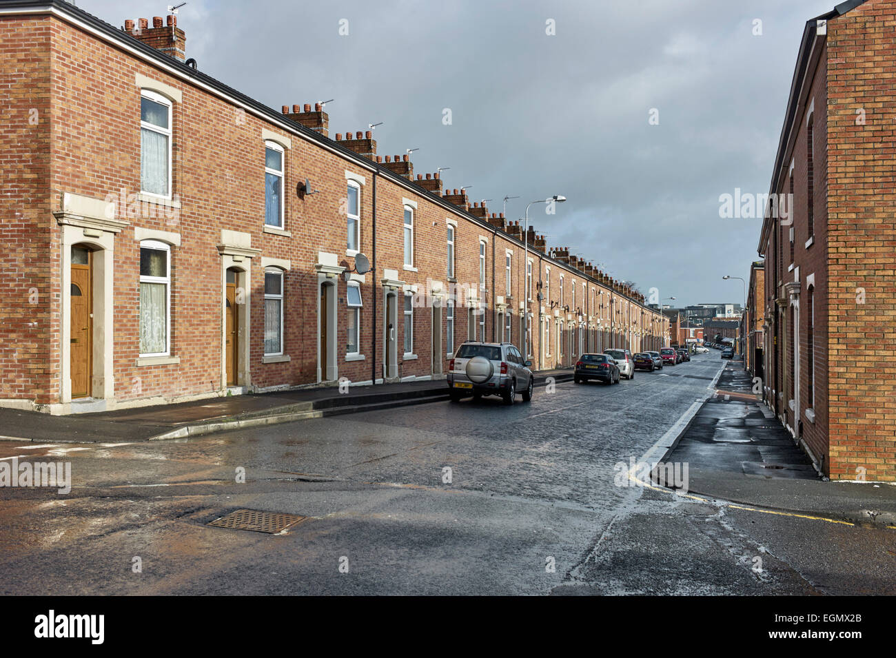 Terraced houses, Johnston Street, Blackburn Stock Photo