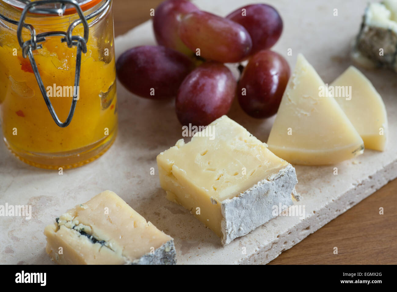 Mixed cheese board Stock Photo