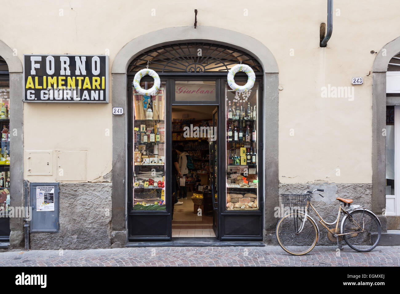 Shopfront in Lucca, Tuscany, Italy. Stock Photo
