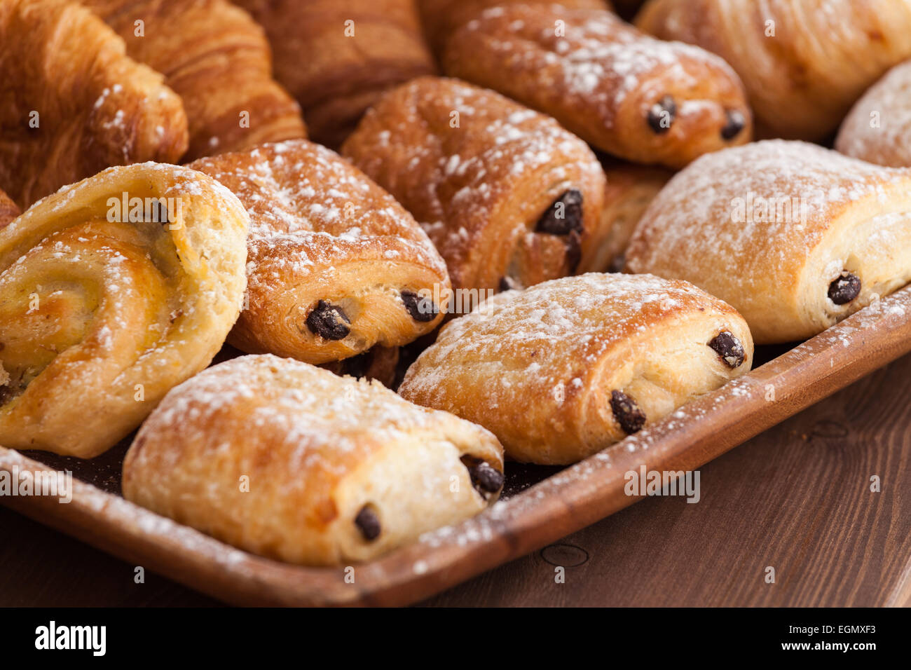 Chocolate croissants for breakfast Stock Photo Alamy