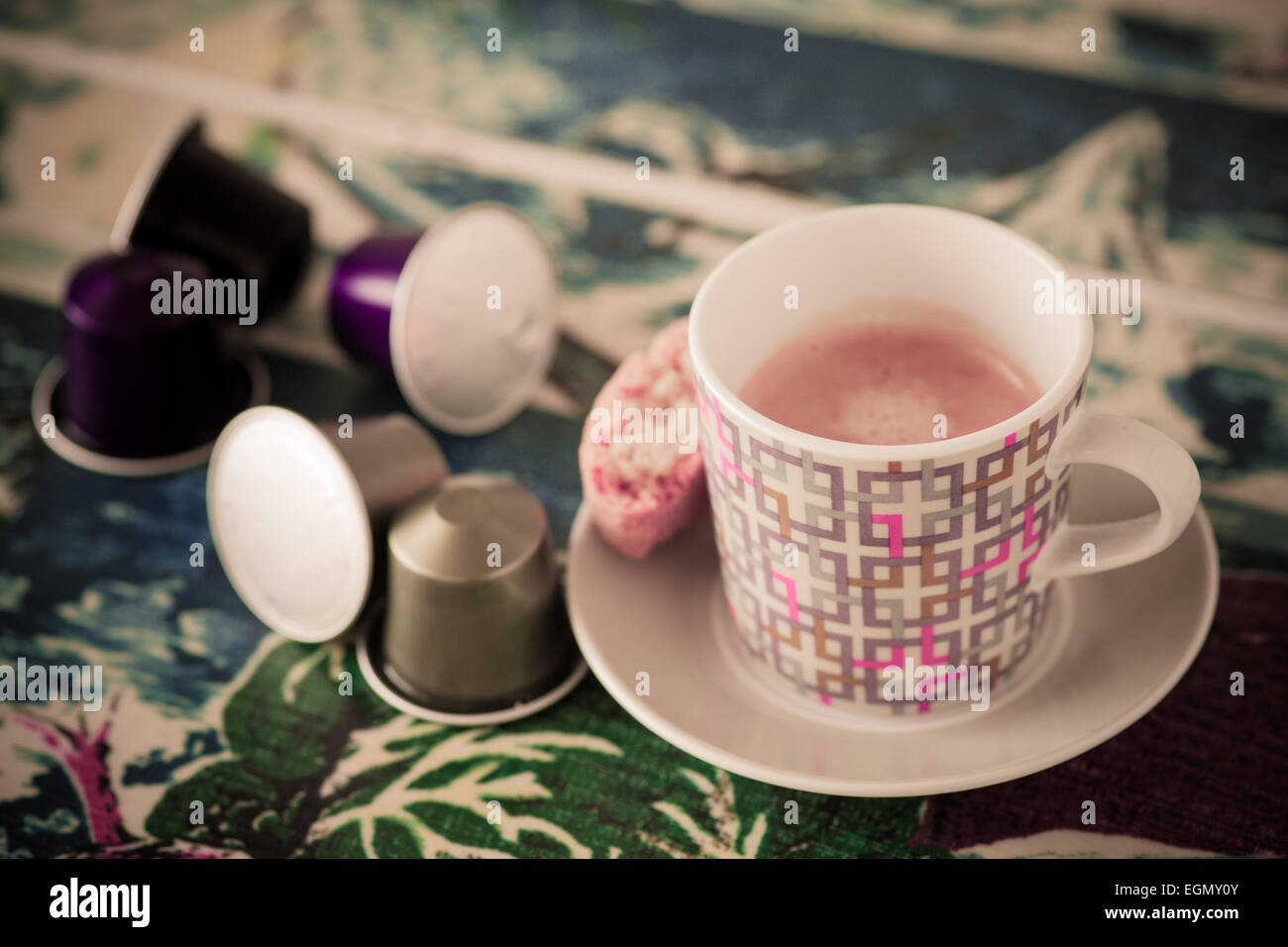 Espresso coffee with Nespresso capsules Stock Photo Alamy