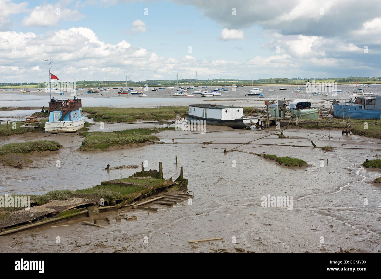 Houseboats river Deben Felixstowe Ferry Suffolk UK Stock Photo Alamy