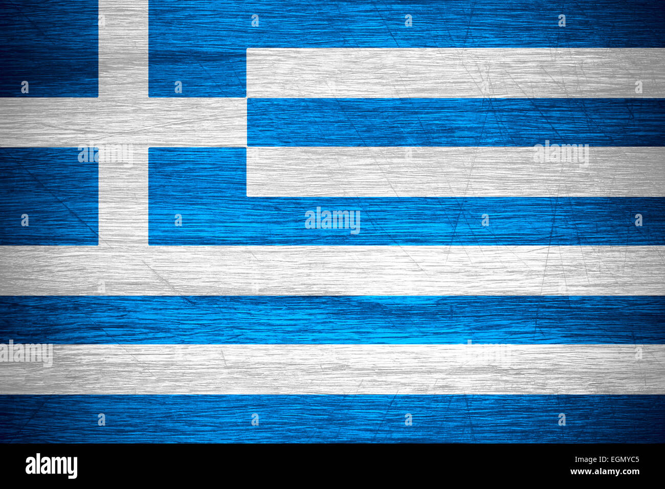 Greece flag or Greek banner on wooden texture Stock Photo