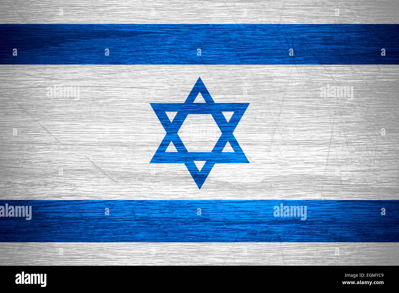 Israel flag or Israeli banner on wooden texture Stock Photo