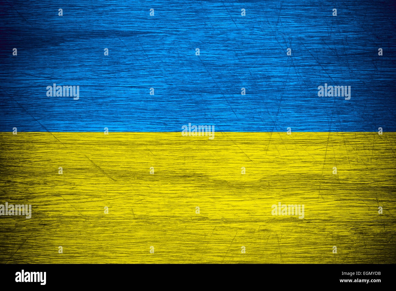 Ukraine flag or banner on wooden texture Stock Photo