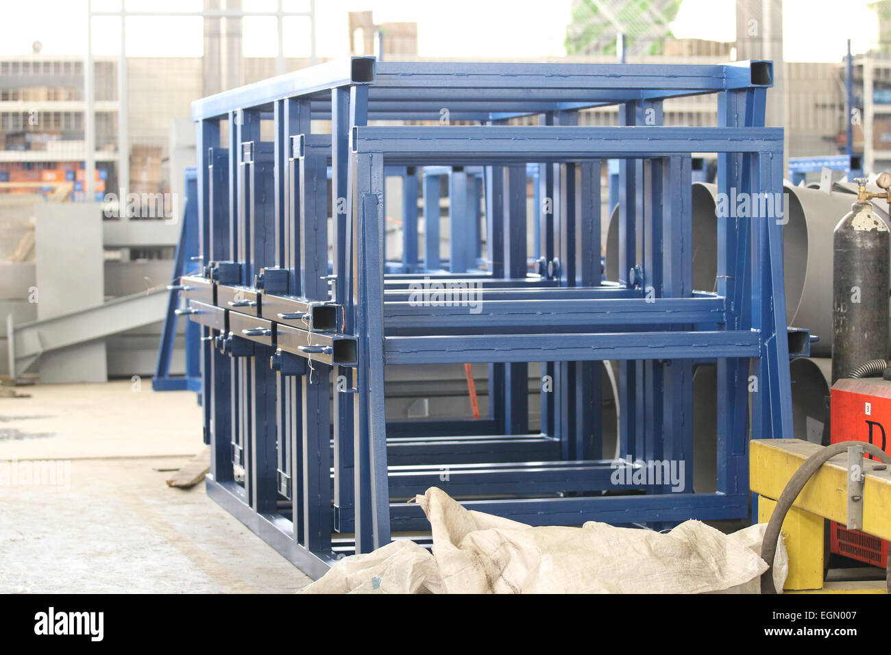 various elements of steel structures for further assembly Stock Photo ...