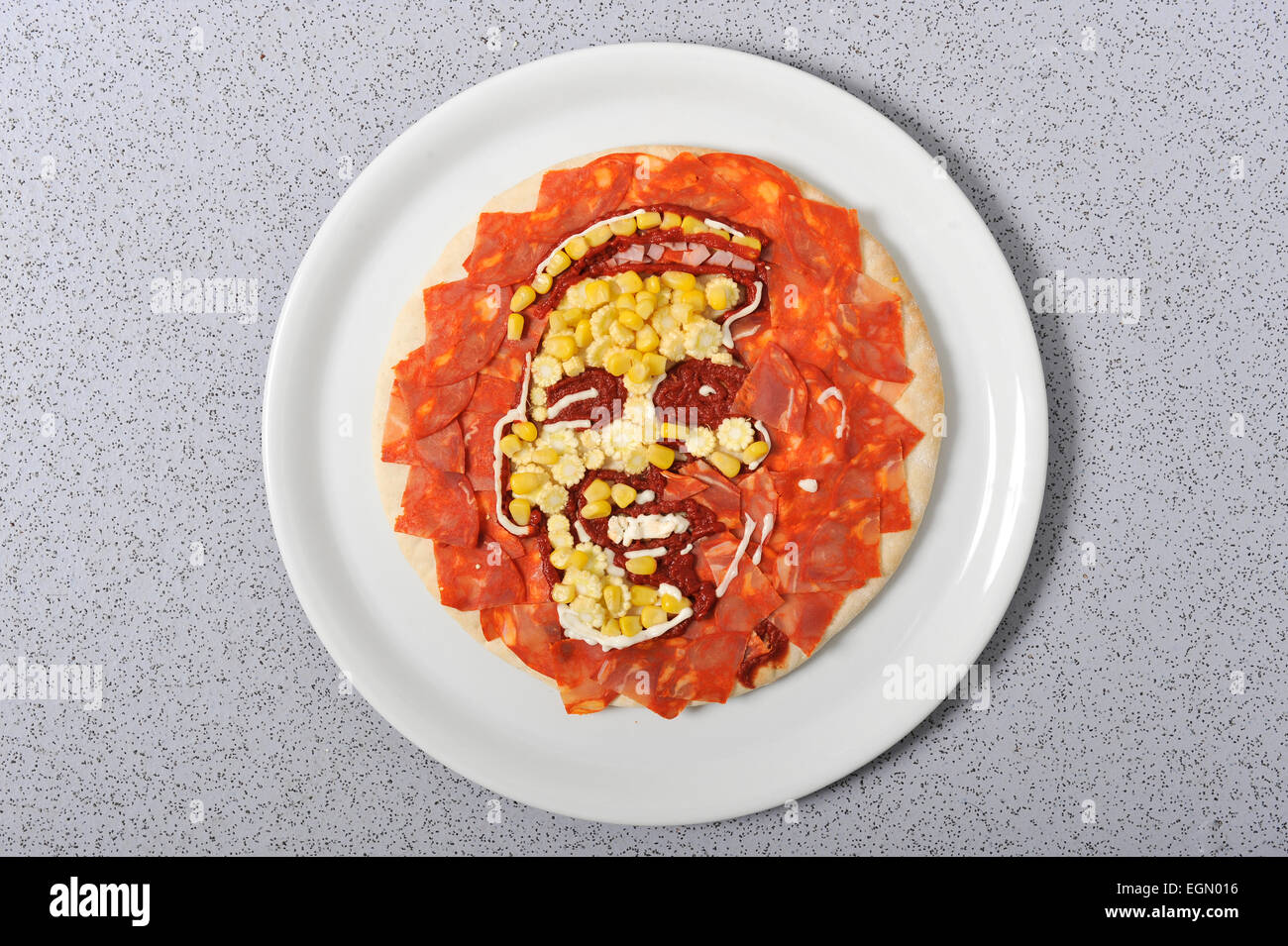 Food artist Prudence Staite has created pizzas of famous faces. Stock Photo