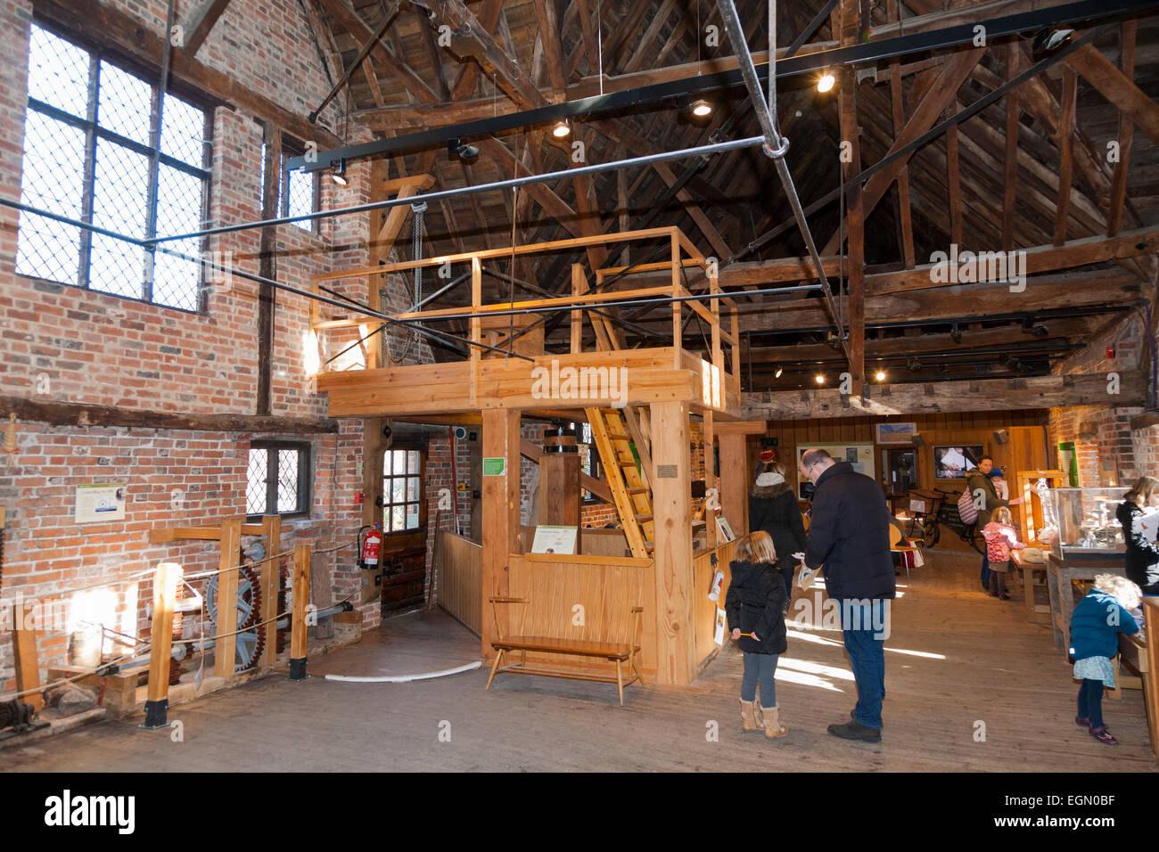 Inside / interior of the Winchester Mill on River Itchen. Winchester, UK. Stock Photo