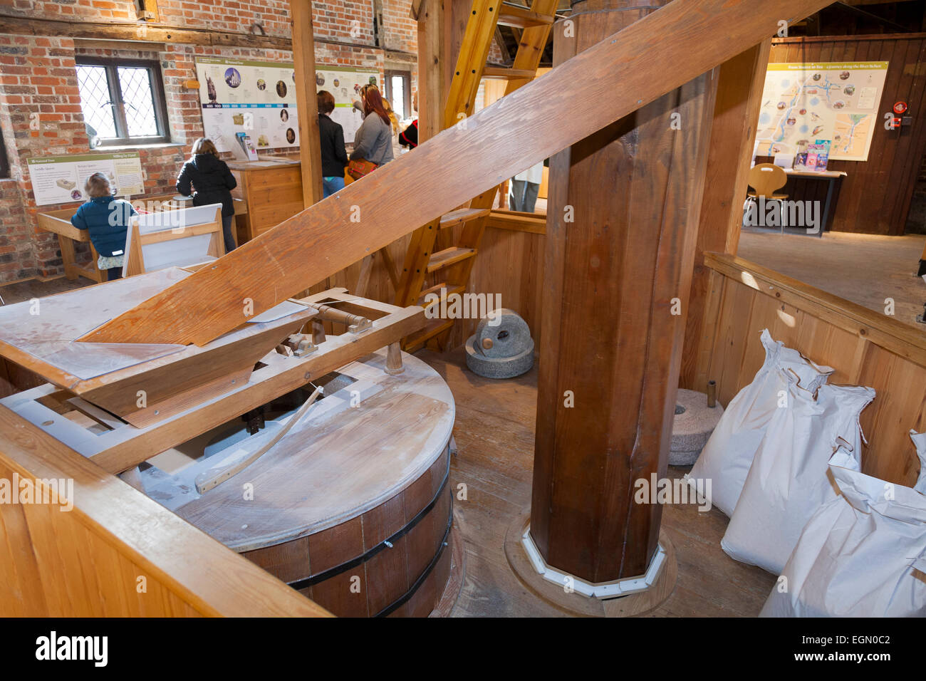 Inside / interior of the Winchester Mill on River Itchen. Winchester, UK. Stock Photo