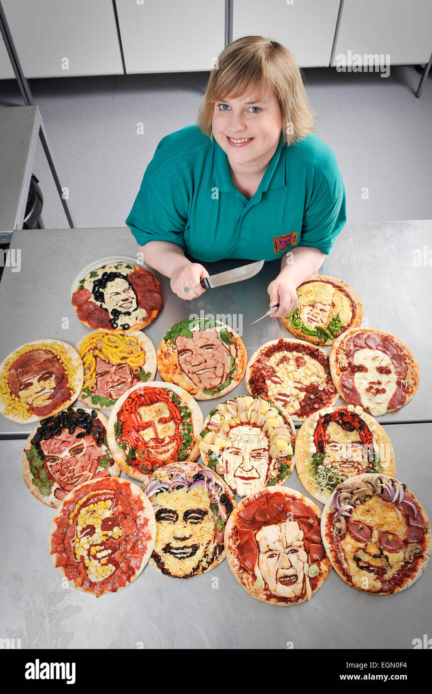 Food artist Prudence Staite has created pizzas of famous faces. Stock Photo