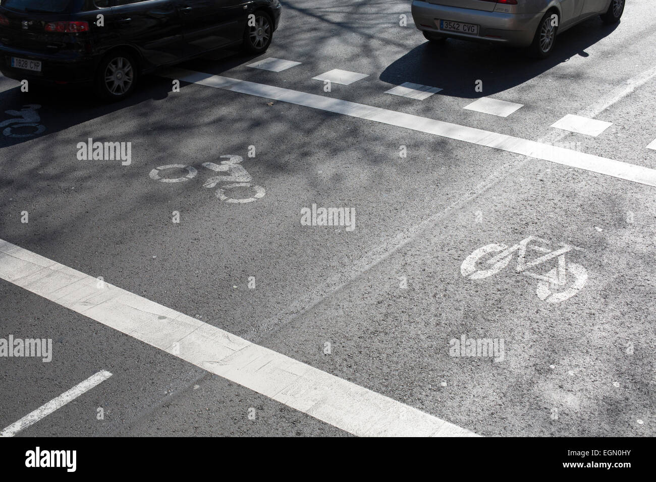 Motorbike scooter bike bicycle area front traffic Stock Photo