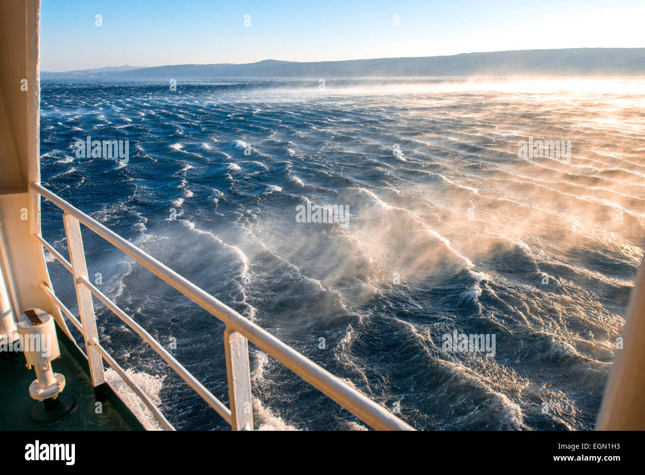 Stormy sea with strong wind Stock Photo
