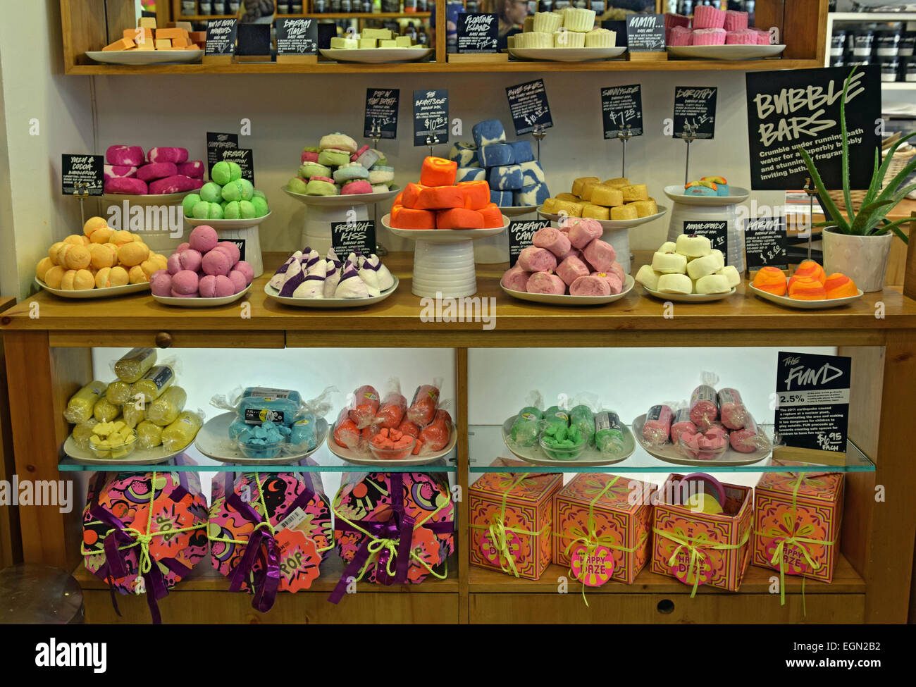 Colorful soap displays at the Lush store on East 14th Street in