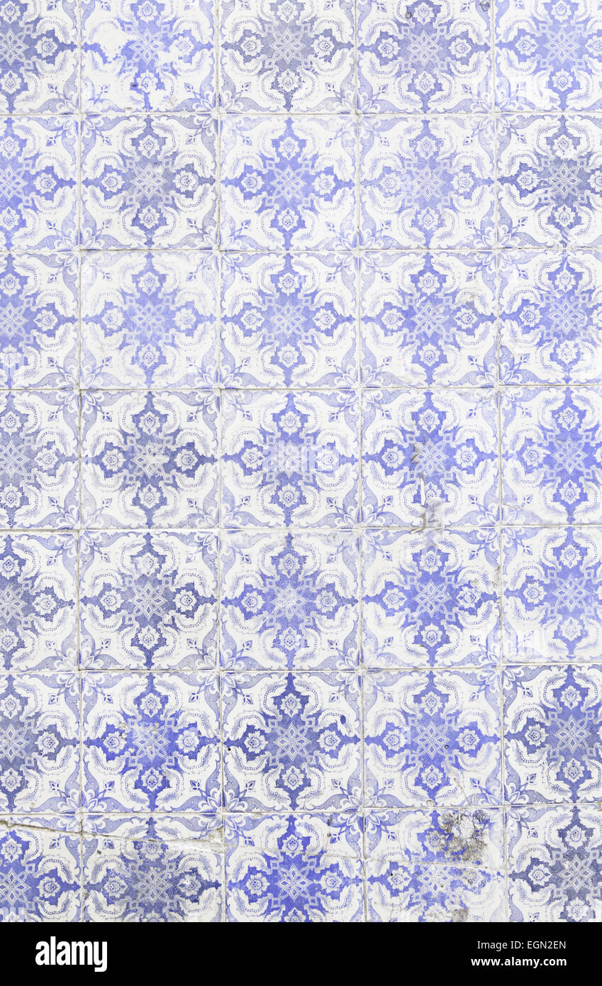 Typical old Lisbon tiles, detail of a classic ceramic tiles, art of