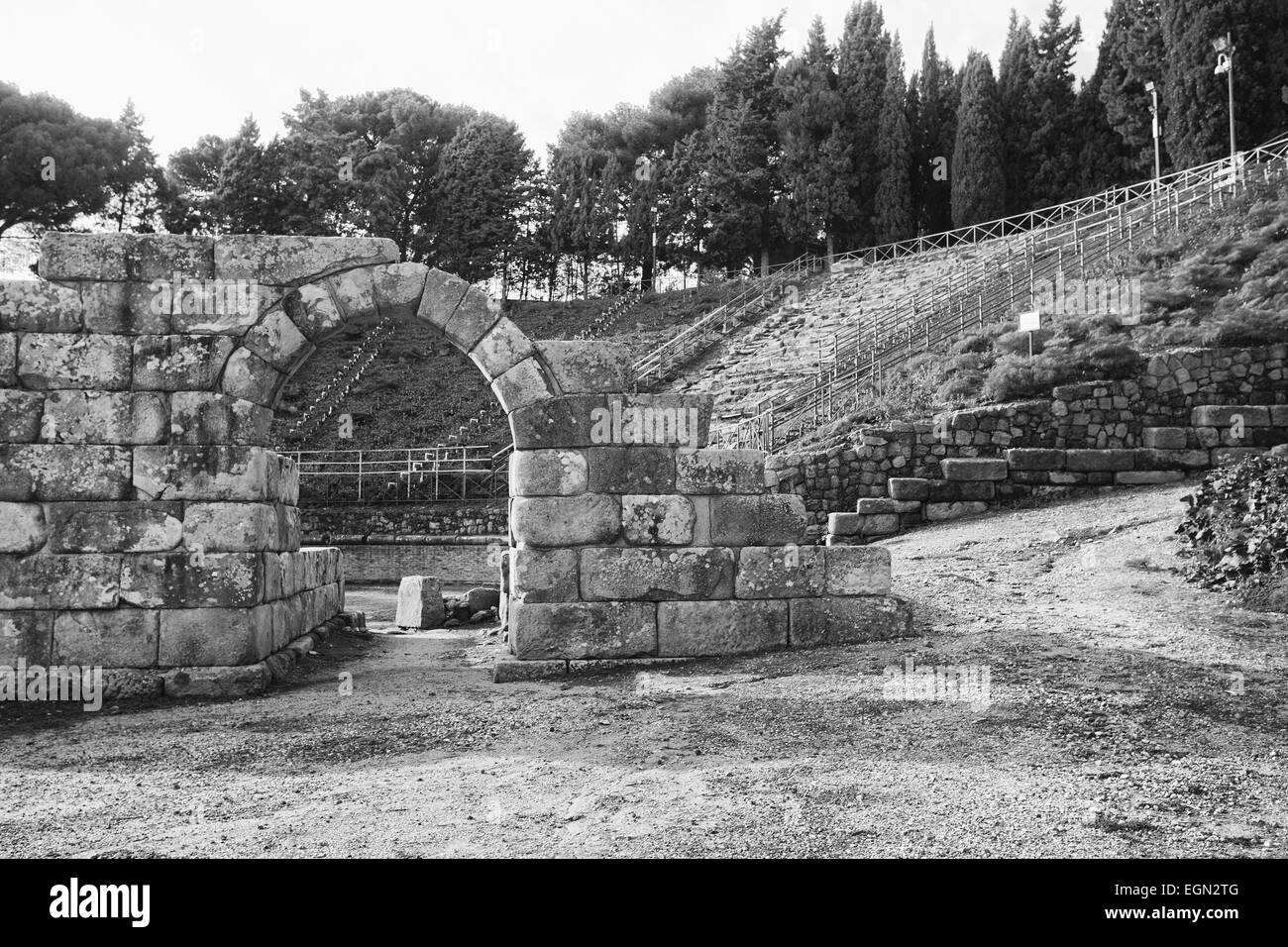 Theater-amphitheater greek Tindari, Sicily Stock Photo