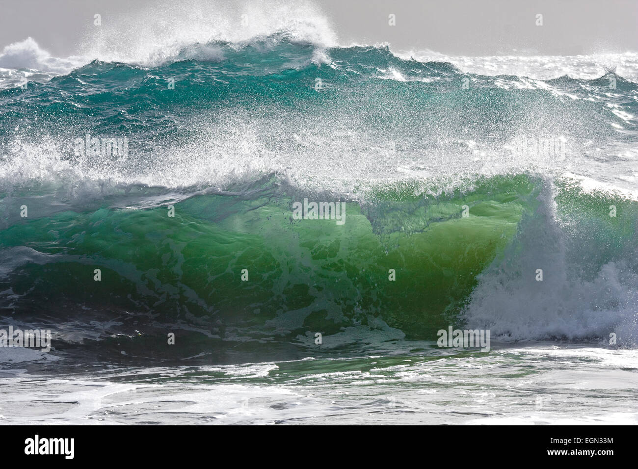 Crashing waves, Cornwall, UK. Stock Photo