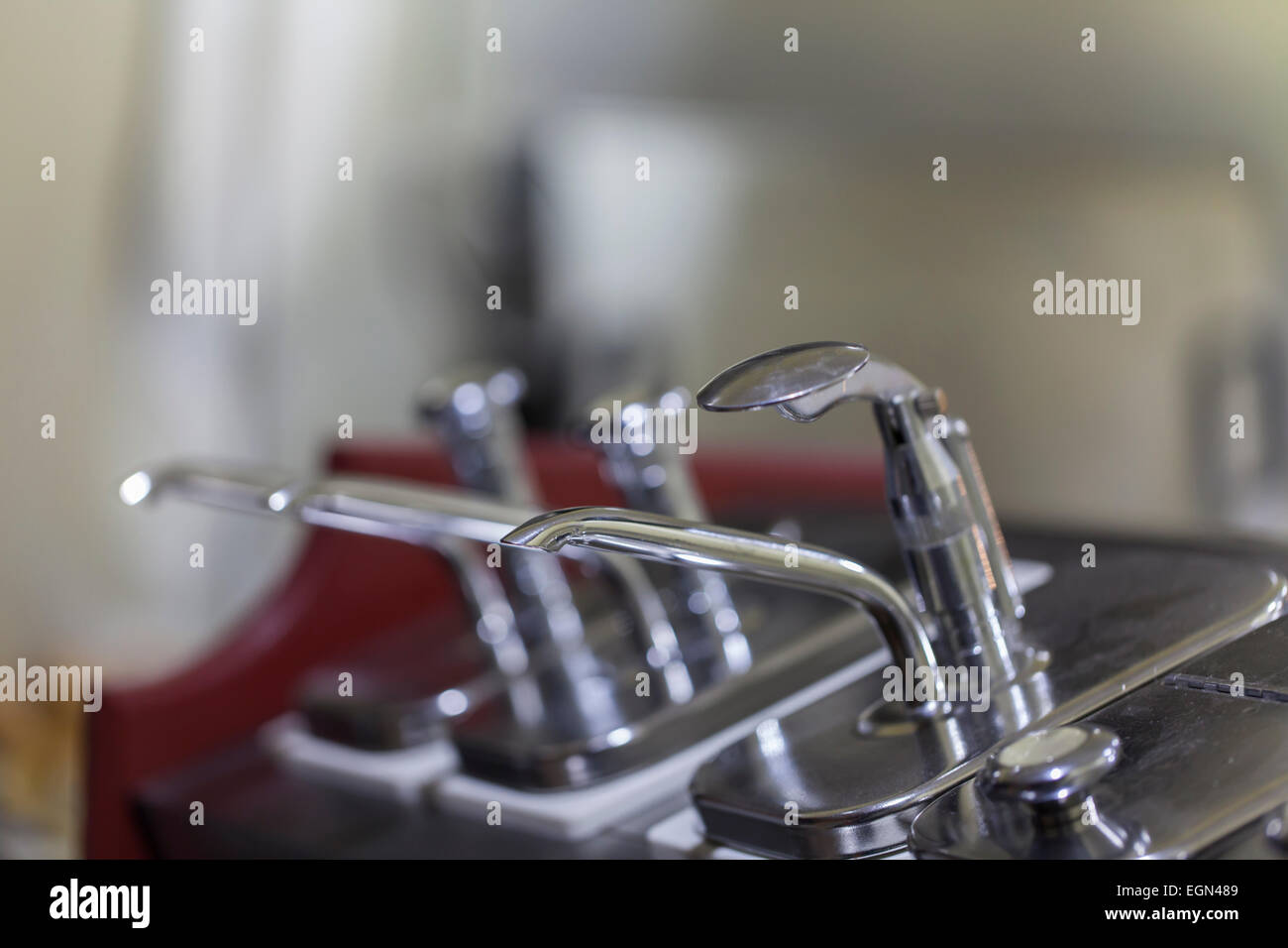 kitchen equipment abstract background close up Stock Photo