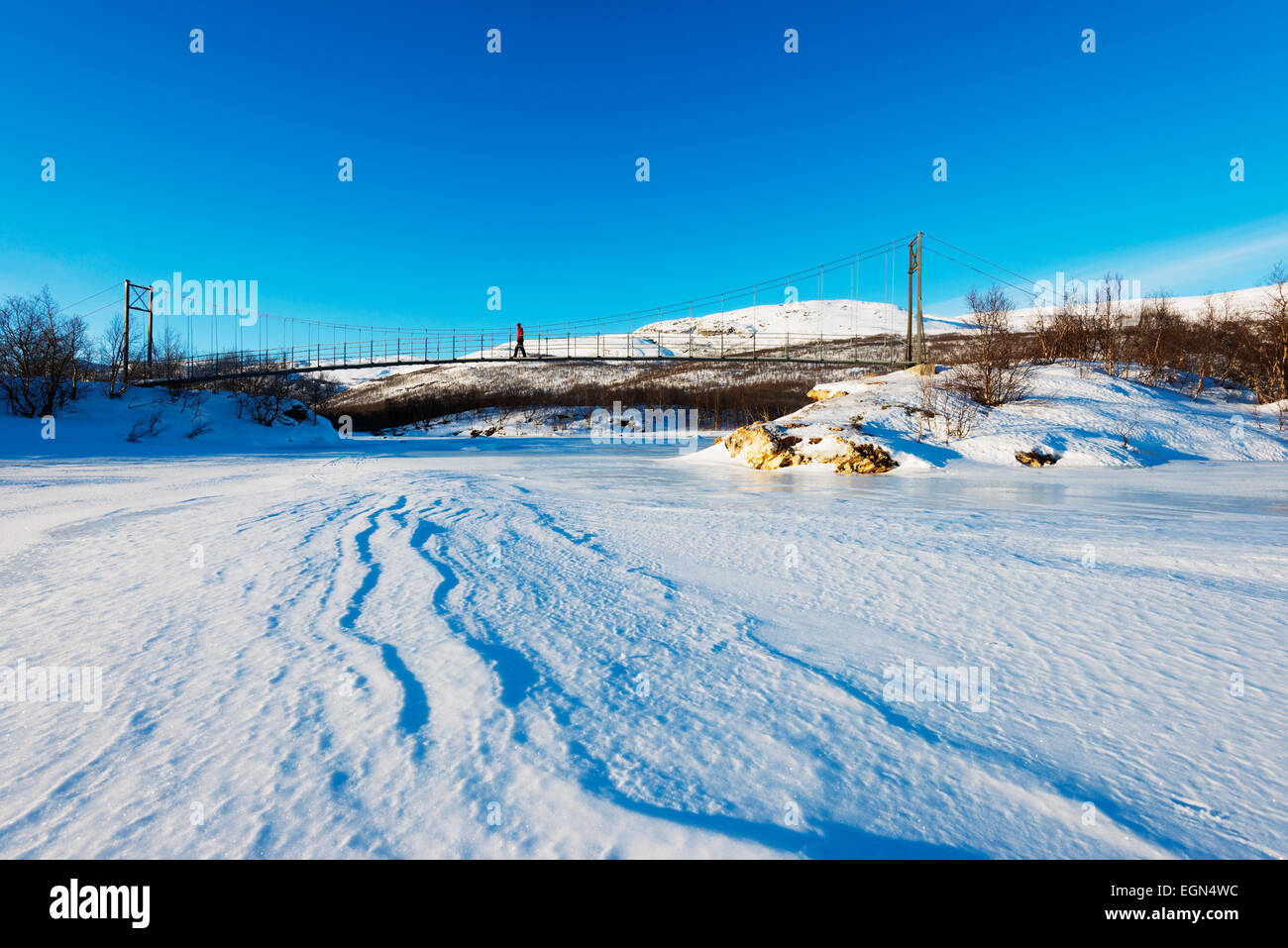 Arctic cirlcle, Europe, Lapland, Scandinavia, Sweden,  Abisko National Park,  frozen lake Stock Photo