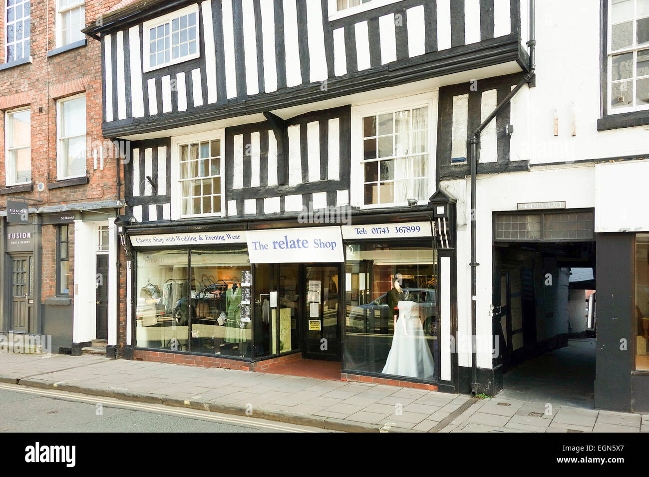 The Relate charity wedding and evening wear shop in Shrewsbury Shropshire Stock Photo