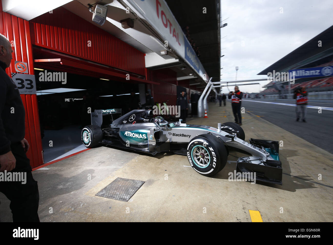 Barcelona, Spain. 27th Feb, 2015. Nico Rosberg (Mercedes Petronas), during day two of the final Formula One Winter Testing at Circuit de Catalunya (Barcelona) on February 27, 2015 in Montmelo, Spain. Foto: S. Stock Photo